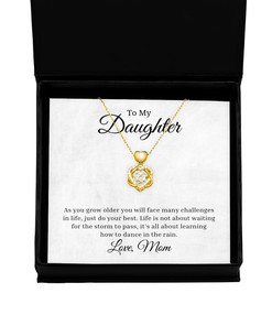 To My Daughter Heart Knot Gold Necklace - As You Grow Older You Will Face Many Challenges In Life, Best Birthday Gifts, Inspirational Gifts, Message Card Jewelry From Mom