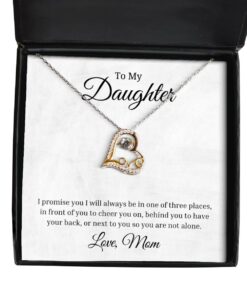To My Daughter Love Dancing Necklace, I Promise You I Will Always Be In One Of Three Places, Birthday Gifts, Inspirational Gifts, Message Card Jewelry From Mom