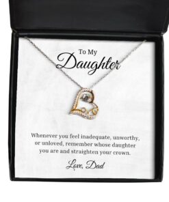 To My Daughter Love Dancing Necklace, Whenever You Feel Inadequate, Birthday Gifts, Inspirational Gifts, Message Card Jewelry From Dad