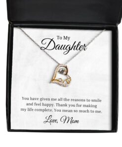 To My Daughter Love Dancing Necklace, You Have Given Me All The Reason To Smile, Birthday Gifts, Inspirational Gifts, Message Card Jewelry From Mom