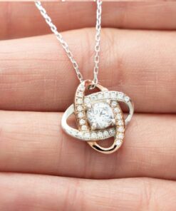To My Daughter Love Knot Rose Gold Necklace, You Are Capable Of Amazing Things, Best Birthday Gifts, Inspirational Gifts, Message Card Jewelry From Mom