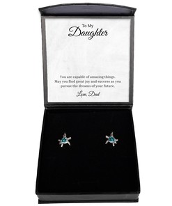 To My Daughter Turtle Earrings, You Are Capable Of Amazing Things, Best Birthday Gifts, Inspirational Gifts, Message Card Jewelry From Dad