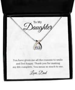 To My Daughter Wishbone Dancing Necklace Best Birthday Gifts, Inspirational Gifts