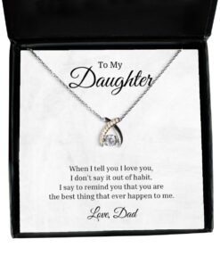 To My Daughter Wishbone Dancing Necklace Gifts for Birthday, Inspirational Gifts From Your Badass Wife