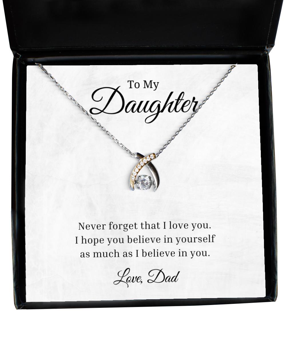 To My Daughter Wishbone Dancing Necklace Inspirational Gifts From Your Badass Wife