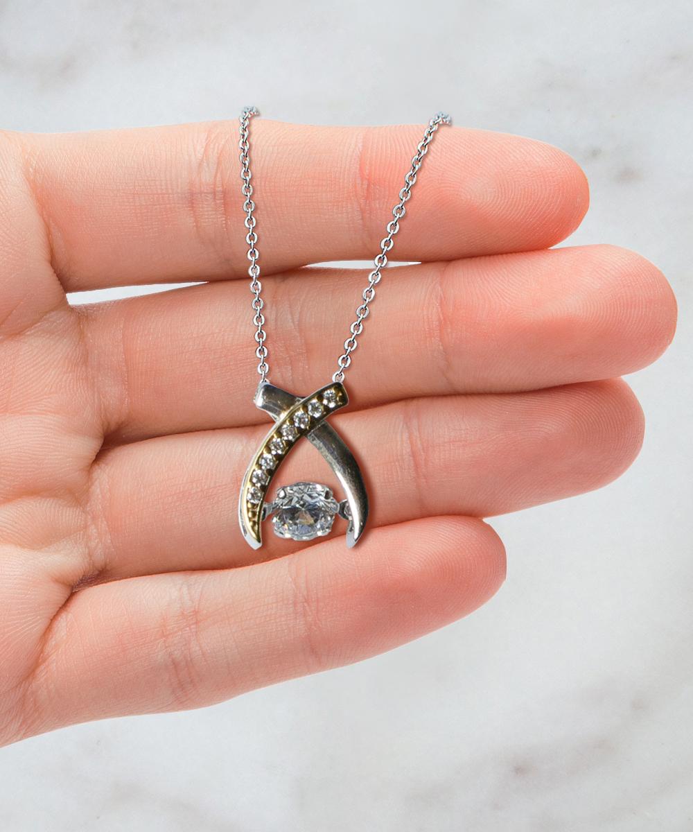 To My Daughter Wishbone Dancing Necklace Inspirational Gifts, Valentine Gifts