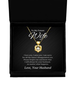 To My Future Wife Heart Knot Gold Necklace - I am sorry for all the times I disappointed you - Birthday, Engagement, Wedding, Valentines Day Gifts From Husband
