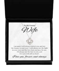 To My Future Wife Love Knot Rose Silver Necklace, I Promise I'll Always Look At You, Best Birthday Gifts, Engagement Gifts, Wedding Gifts, Valentines Day Gifts For Wife