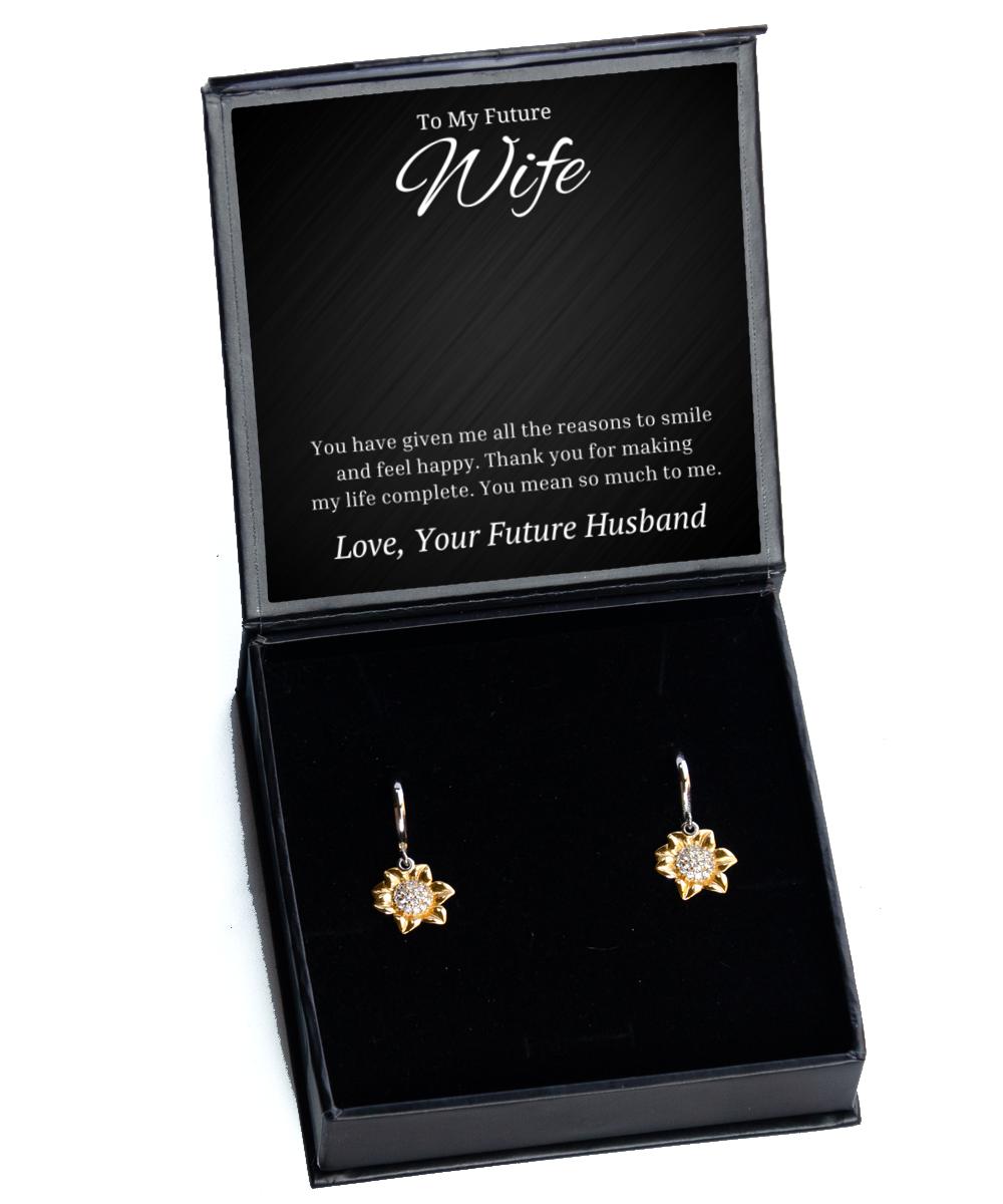 To My Future Wife Sunflower Earrings - You Have Given Me All The Reason To Smile - Birthday, Engagement, Wedding, Valentines Day Gifts From Future Husband