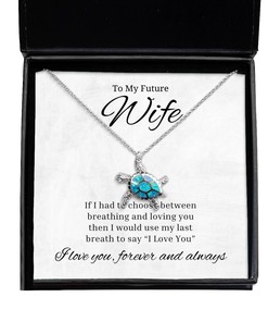 To My Future Wife Turtle Necklace If I Had To Choose Between Loving You - Birthday, Engagement, Wedding, Valentines Day Gifts For Wife