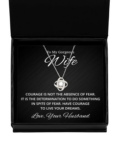 To My Gorgeous Wife Black Wallet Card with Quote Courage is Not The Absence of Fear - Birthday, Engagement, Wedding, Valentines Day Gifts From Your Husband