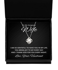 To My Gorgeous Wife Black Wallet Card with Quote I Am So Grateful To Have You In My Life - Birthday, Engagement, Wedding, Valentines Day Gifts From Your Husband