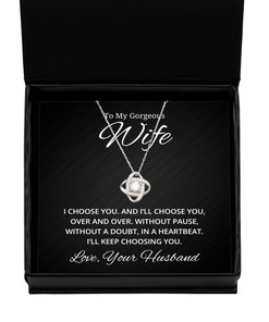 To My Gorgeous Wife Black Wallet Card with Quote I Choose You And I'll Choose You Over And Over - Birthday, Engagement, Wedding, Valentines Day Gifts From Your Husband