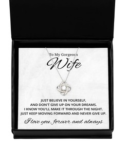 To My Gorgeous Wife Black Wallet Card with Quote Just Believe In yourself And Don't Give Up On Your Dreams Valentines Day Gifts For Wife