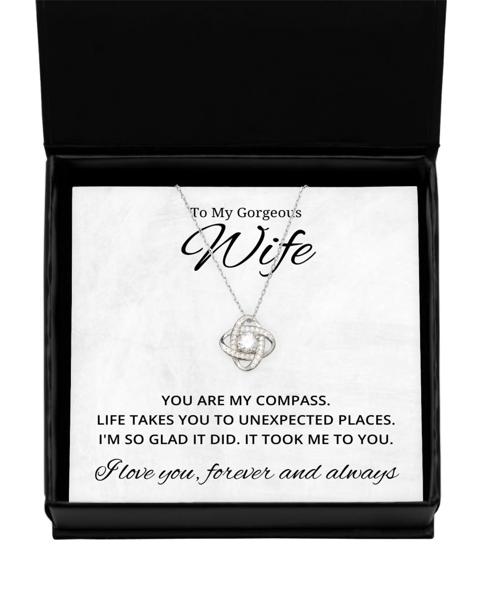 To My Gorgeous Wife Black Wallet Card with Quote You Are My Compass - Birthday, Engagement, Wedding, Valentines Day Gifts For Wife