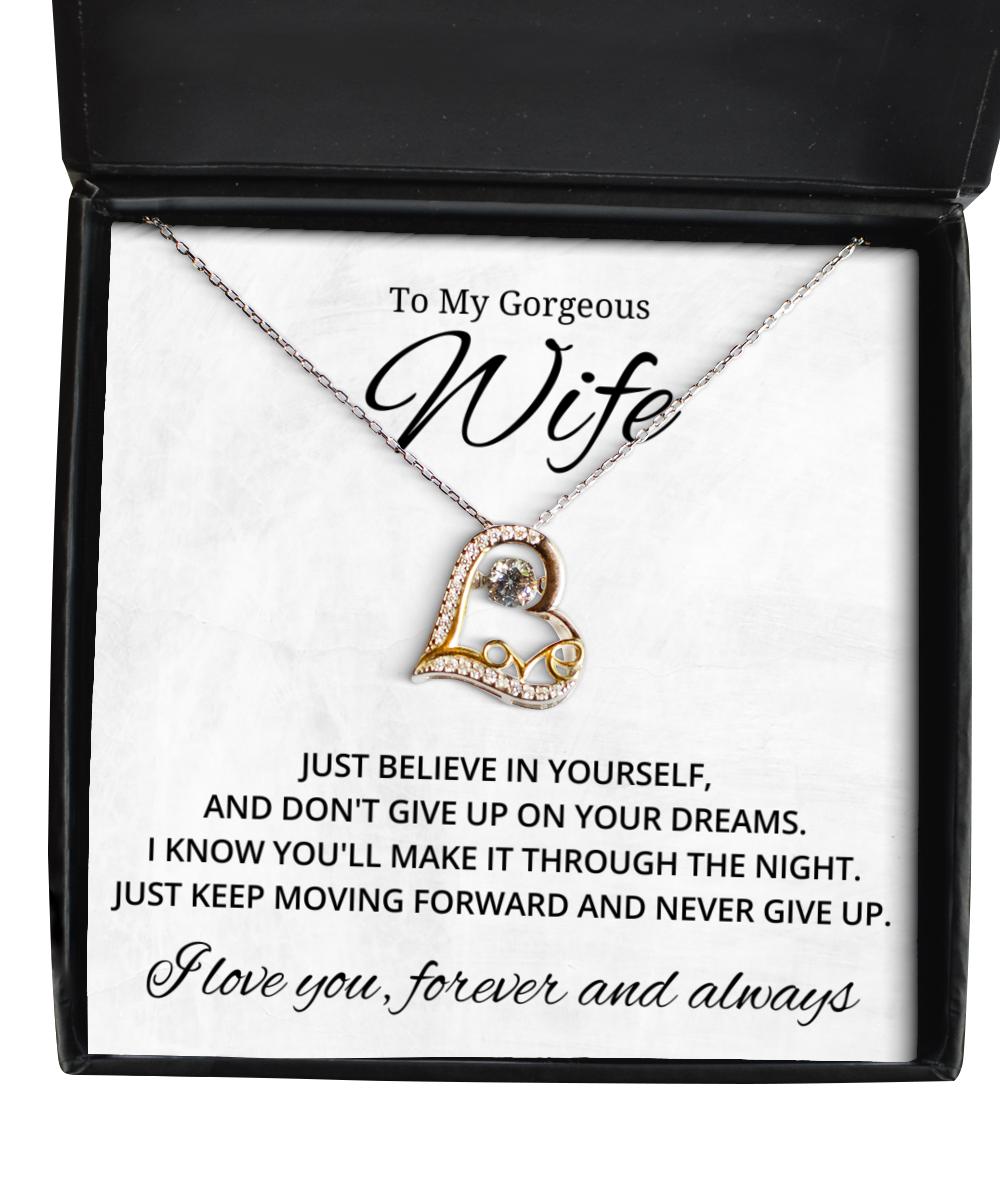 To My Gorgeous Wife Love Dancing Necklace Birthday Gifts, Valentines Day Gifts For Wife