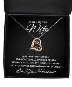 To My Gorgeous Wife Love Dancing Necklace, Just Believe in Yourself and Don't Give Up On Your Dreams, Birthday Gifts, Valentines Day Gifts From Your Husband