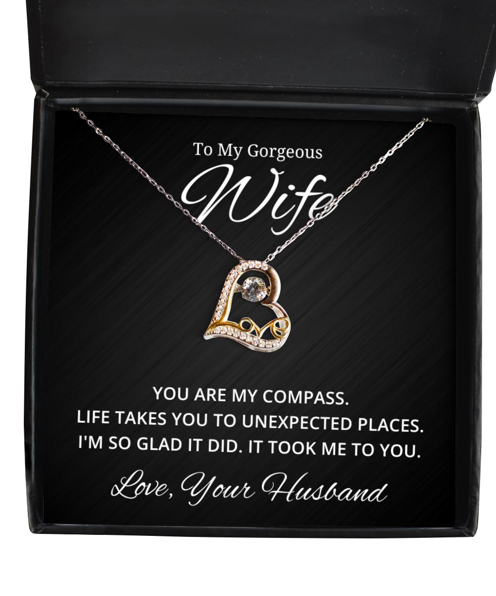 To My Gorgeous Wife Love Dancing Necklace, You Are My Compass, Birthday Gifts, Valentines Day Gifts From Your Husband
