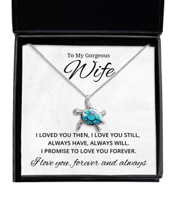 To My Gorgeous Wife Turtle Necklace I Loved You Then I Love You Still Always Have Always Will - Birthday, Engagement, Wedding, Valentines Day Gifts For Wife
