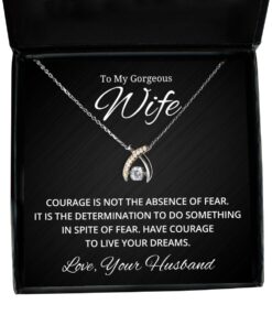 To My Gorgeous Wife Wishbone Dancing Necklace Best Birthday Gifts, Valentines Day Gifts From Your Badass Wife