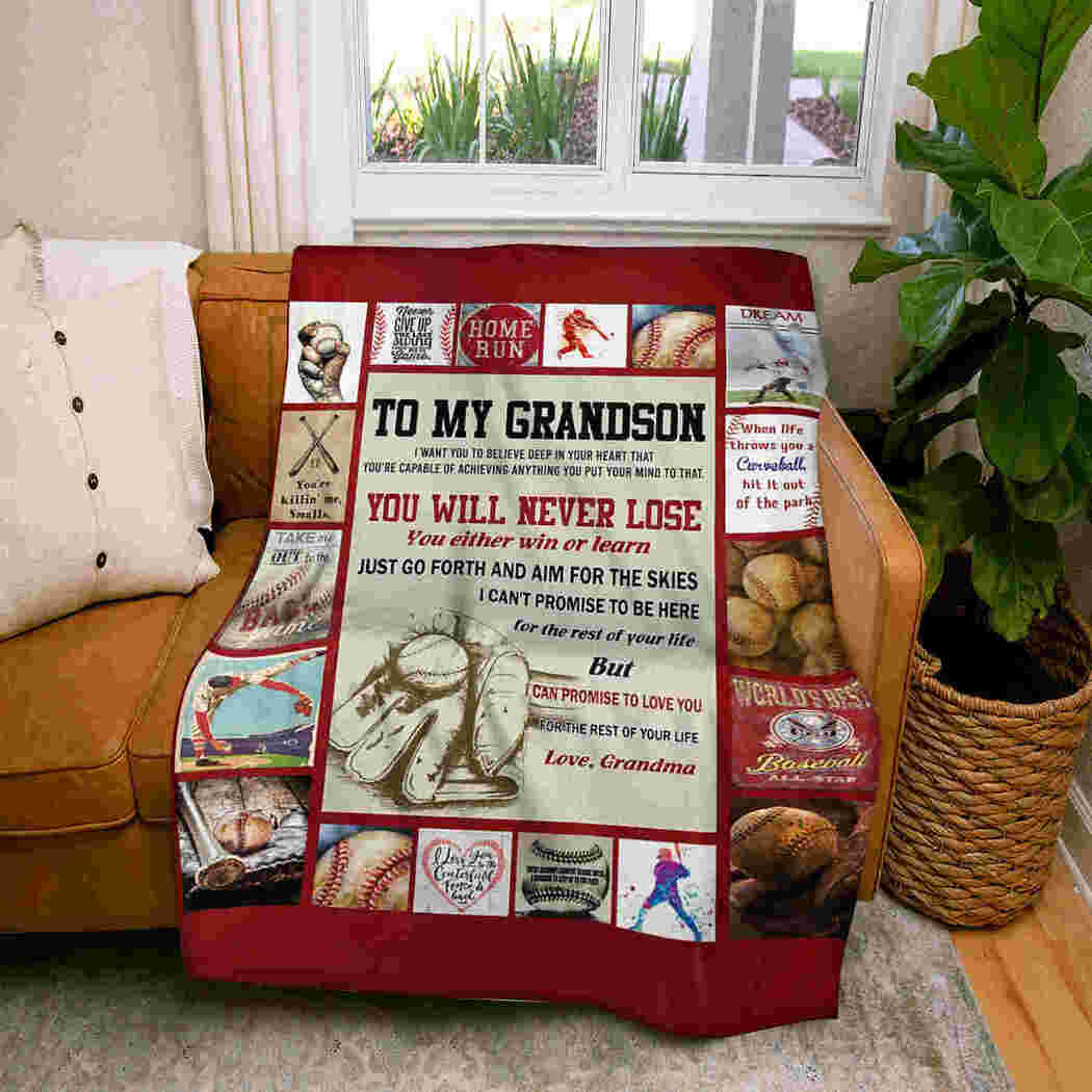 To My Grandson – Baseball – You Will Never Lose Blanket