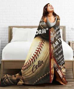 To My Son "I Am The Storm" Baseball Maylian Blanket, Meaningful Gifts