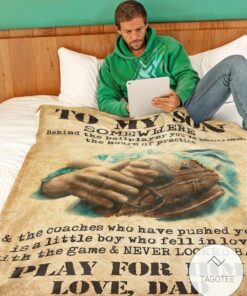 To My Son Play For Him Baseball Blanket, Gifts For Sports Lovers