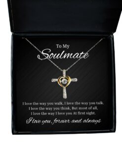 To My Soulmate Cross Dancing Necklace, I Love The Way You Walk, Romantic Wife Birthday Gifts, Engagement Gifts, Wedding Gifts, Valentines Day Gifts For Girlfriend
