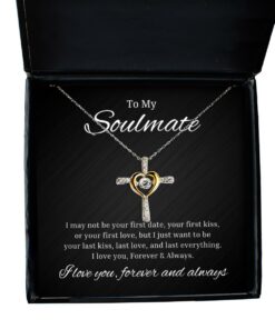 To My Soulmate Cross Dancing Necklace, I May Not Be Your First Date, Romantic Wife Birthday Gifts, Engagement Gifts, Wedding Gifts, Valentines Day Gifts For Girlfriend