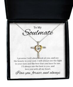 To My Soulmate Cross Dancing Necklace, I Promise I'll Always Look At You, Best Birthday Gifts, Engagement Gifts, Wedding Gifts For Wife, Valentines Day Gifts For Her