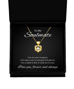 To My Soulmate Heart Knot Gold Necklace - You Are My Compass, Romantic Wife Birthday Gifts, Engagement Gifts, Wedding Gifts, Valentines Day Gifts For Girlfriend