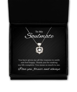 To My Soulmate Heart Knot Silver Necklace - You Have Given Me All The Reason To Smile, Romantic Wife Birthday Gifts, Engagement Gifts, Wedding Gifts, Valentines Day Gifts For Girlfriend
