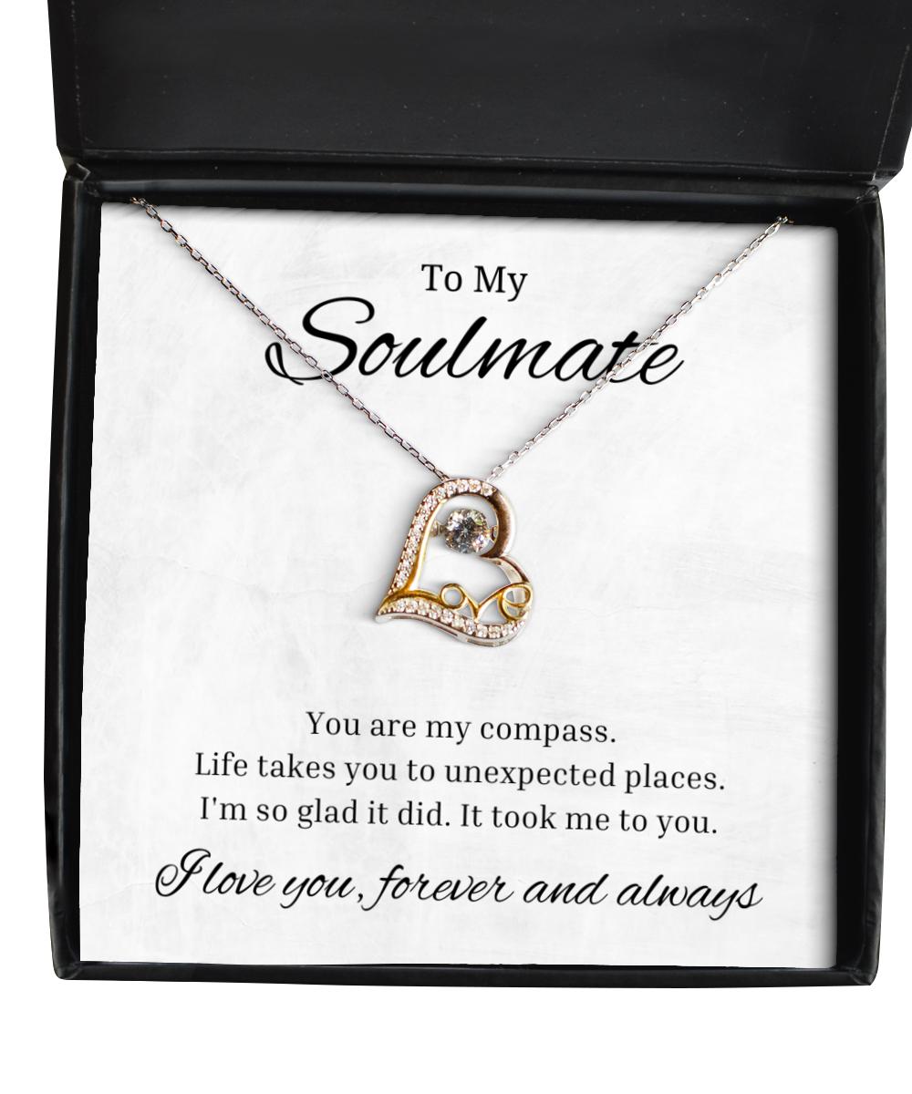 To My Soulmate Love Dancing Necklace, You Are My Compass, Birthday Gifts, Valentines Day Gifts For Her