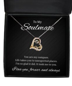 To My Soulmate Love Dancing Necklace, You Are My Compass, Romantic Wife Birthday Gifts, Valentines Day Gifts For Girlfriend