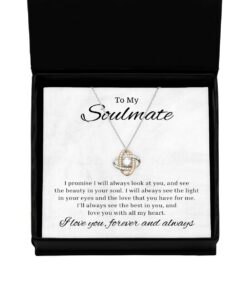 To My Soulmate Love Knot Rose Gold Necklace, I Promise I'll Always Look At You, Best Birthday Gifts, Engagement Gifts, Wedding Gifts For Wife, Valentines Day Gifts For Her
