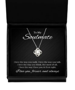 To My Soulmate Love Knot Rose Silver Necklace, I Love The Way You Walk, Romantic Wife Birthday Gifts, Engagement Gifts, Wedding Gifts, Valentines Day Gifts For Girlfriend