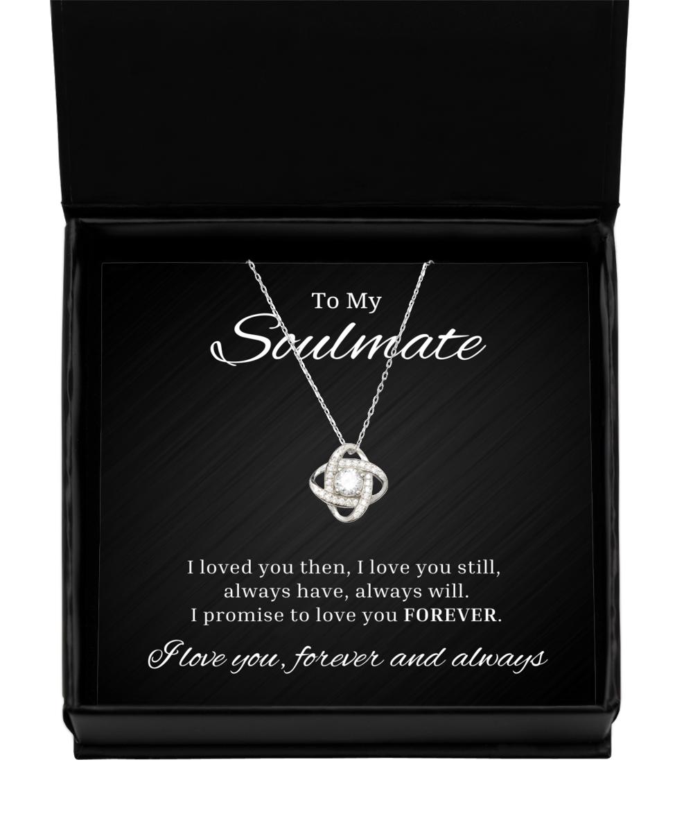 To My Soulmate Love Knot Rose Silver Necklace Romantic Wife Birthday Gifts, Engagement Gifts, Wedding Gifts, Valentines Day Gifts For Girlfriend