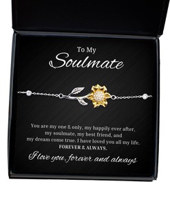 To My Soulmate Sunflower Bracelet - You Are My One And Only, My Happily Even After, Romantic Wife Birthday Gifts, Engagement Gifts, Wedding Gifts, Valentines Day Gifts For Girlfriend