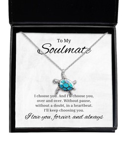 To My Soulmate Turtle Necklace I Choose You And I'll Choose You Over And Over, Best Birthday Gifts, Engagement Gifts, Wedding Gifts For Wife, Valentines Day Gifts For Her