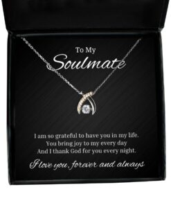 To My Soulmate Wishbone Dancing Necklace, I Am So Grateful To Have You In My Life, Romantic Wife Birthday Gifts, Engagement Gifts, Wedding Gifts, Valentines Day Gifts For Girlfriend