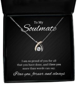 To My Soulmate Wishbone Dancing Necklace, I Am So Proud of You for All That You Have Done, Romantic Wife Birthday Gifts, Engagement Gifts, Wedding Gifts, Valentines Day Gifts For Girlfriend