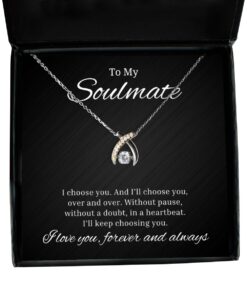 To My Soulmate Wishbone Dancing Necklace, I Choose You And I'll Choose You Over And Over, Romantic Wife Birthday Gifts, Engagement Gifts, Wedding Gifts, Valentines Day Gifts For Girlfriend