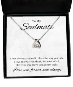 To My Soulmate Wishbone Dancing Necklace, I Love The Way You Walk, Best Birthday Gifts, Engagement Gifts, Wedding Gifts For Wife, Valentines Day Gifts For Her