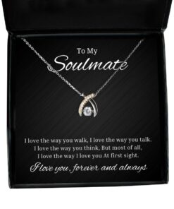 To My Soulmate Wishbone Dancing Necklace, I Love The Way You Walk, Romantic Wife Birthday Gifts, Engagement Gifts, Wedding Gifts, Valentines Day Gifts For Girlfriend