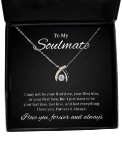To My Soulmate Wishbone Dancing Necklace, I May Not Be Your First Date, Romantic Wife Birthday Gifts, Engagement Gifts, Wedding Gifts, Valentines Day Gifts For Girlfriend