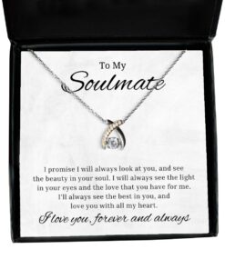 To My Soulmate Wishbone Dancing Necklace, I Promise I'll Always Look At You, Best Birthday Gifts, Engagement Gifts, Wedding Gifts For Wife, Valentines Day Gifts For Her