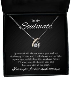 To My Soulmate Wishbone Dancing Necklace, I Promise I'll Always Look At You, Romantic Wife Birthday Gifts, Engagement Gifts, Wedding Gifts, Valentines Day Gifts For Girlfriend