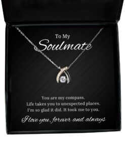 To My Soulmate Wishbone Dancing Necklace, You Are My Compass, Romantic Wife Birthday Gifts, Engagement Gifts, Wedding Gifts, Valentines Day Gifts For Girlfriend
