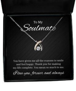 To My Soulmate Wishbone Dancing Necklace, You Have Given Me All The Reason To Smile, Romantic Wife Birthday Gifts, Engagement Gifts, Wedding Gifts, Valentines Day Gifts For Girlfriend