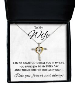 To My Wife Cross Dancing Necklace, I Am So Grateful To Have You In My Life, Best Birthday Gifts, Engagement Gifts, Wedding Gifts, Valentines Day Gifts For Wife From Husband